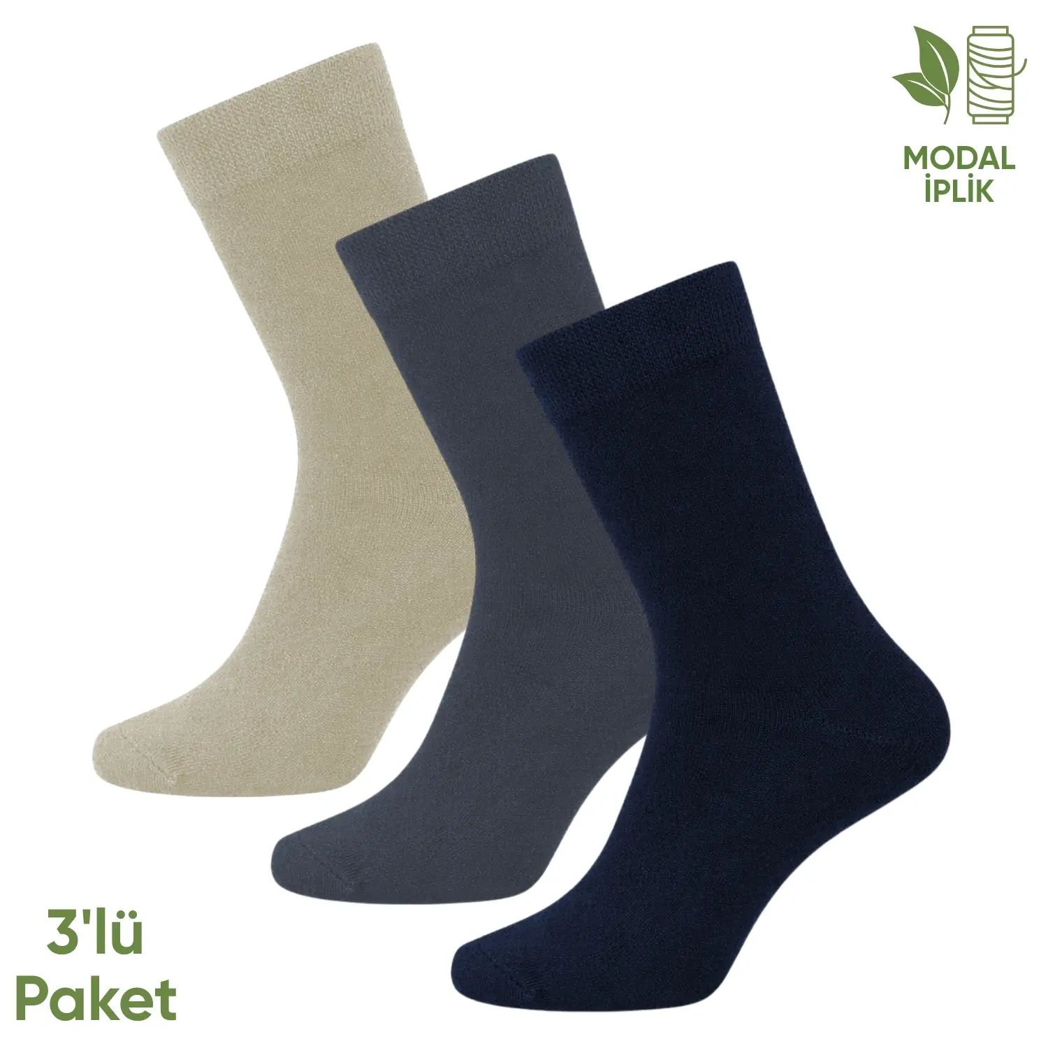 Pro Çorap Modal İplik Erkek Soket Çorap – 3 Çift – Dikişsiz – Atlas – 18002 – Set 2