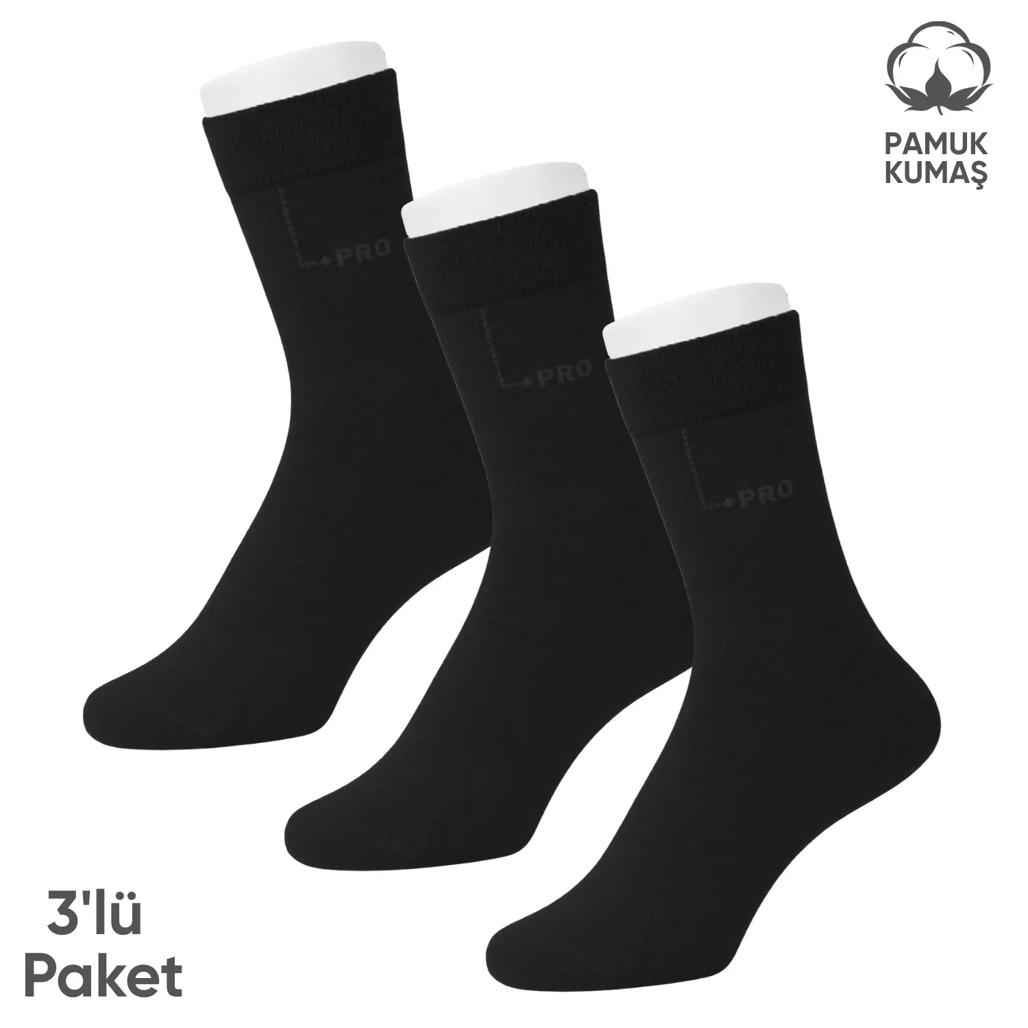 Pro Çorap Pamuklu Erkek Soket Çorap – 3 Çift – Dikişsiz – Eyfel – 16656 – Set 4