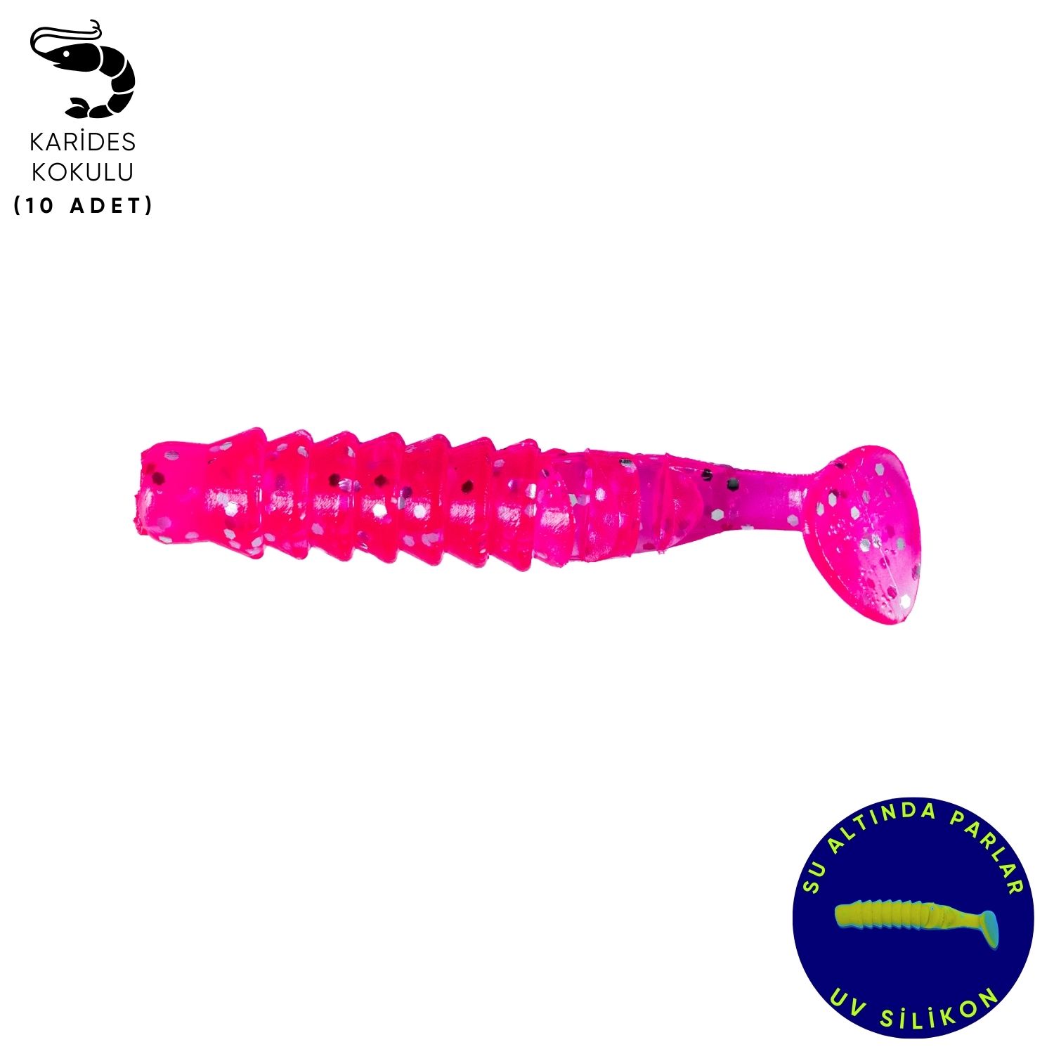 Silikon Kurt Yem – 1,5g 45mm – Fishack – 10 Adet – UV Silikon – Pembe