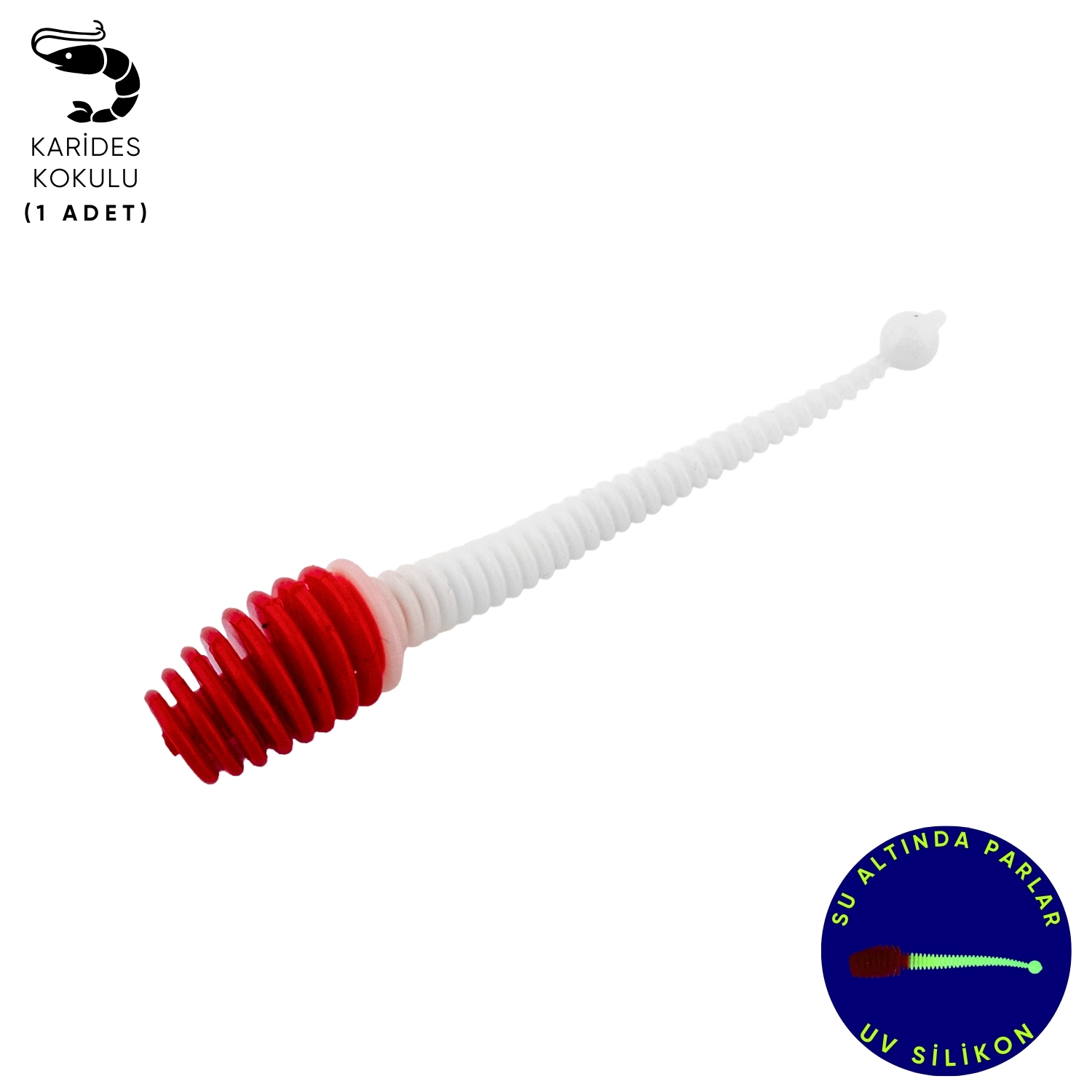 Silikon Kurt Yem – 2,1g 70mm – Fishack Wormix – 1 Adet – Kırmızı/Beyaz
