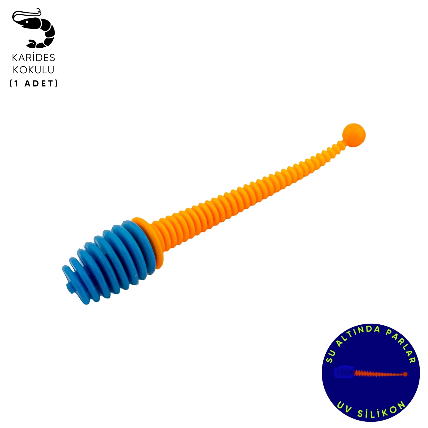 Silikon Kurt Yem – 2,1g 70mm – Fishack Wormix – 1 Adet – Mavi/Turuncu