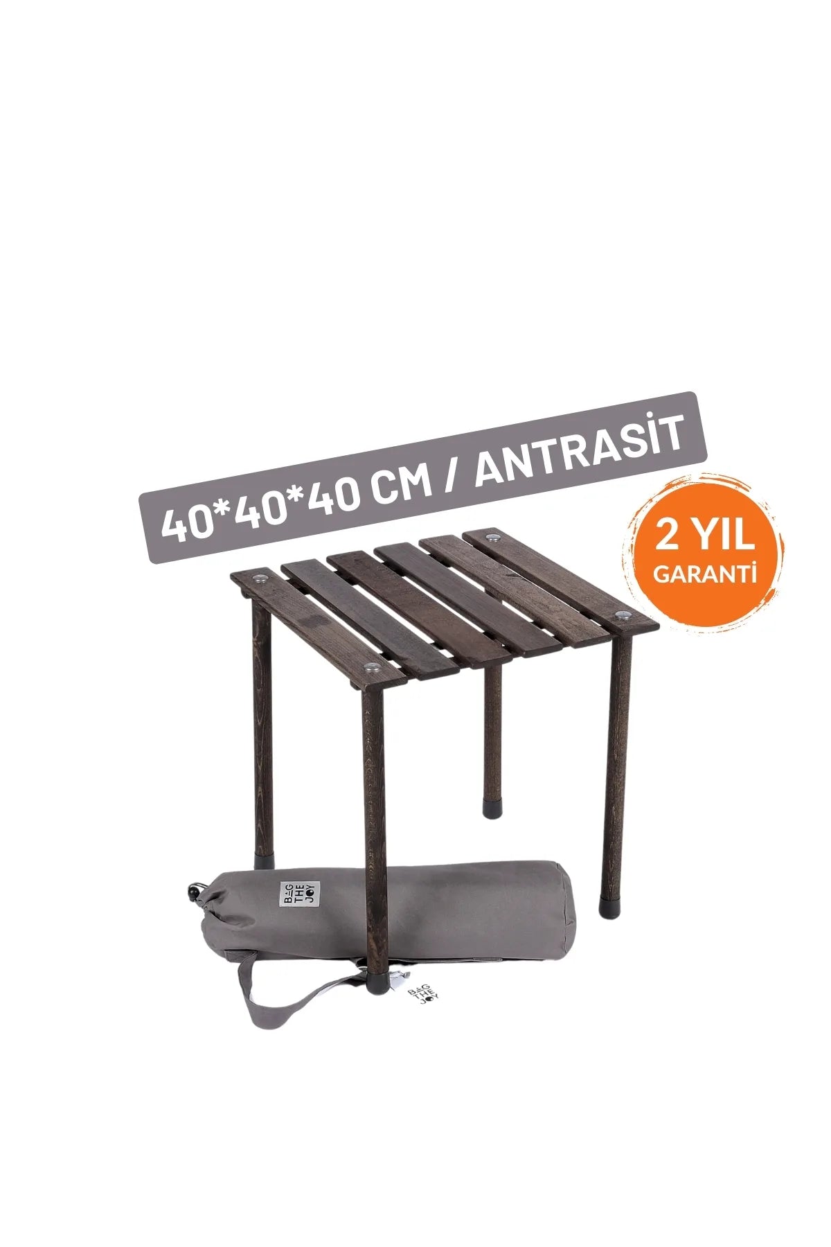 BAG THE JOY AHŞAP KATLANIR RULO KAMP MASASI / ANTRASİT (40*40*40) (40*40*40)