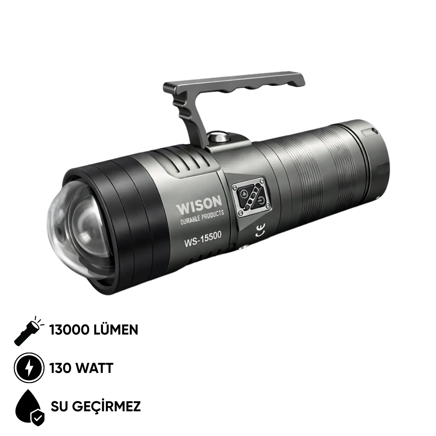 Wison Şarj Edilebilir El Feneri – Wison – 13000 Lümen – 130 Watt (WS-15500)
