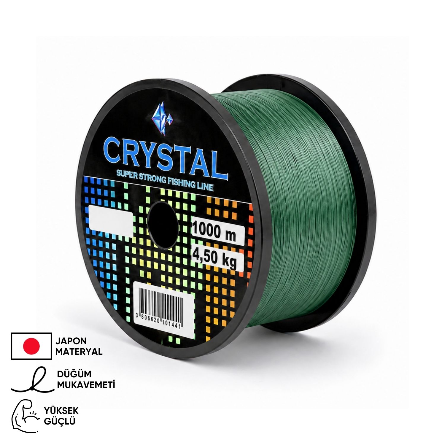 Crystal 1000 MT Bobin Misina – Crystal – Yeşil – Ekstra Güçlü – 0,20 MM