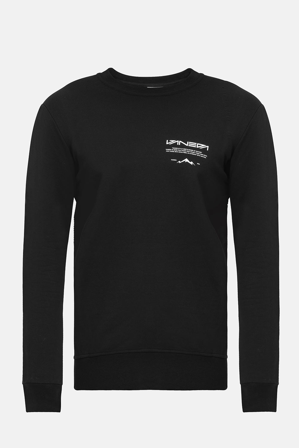 Vaneda Bisiklet Yaka Regular Fit Next Unisex Sweatshirt Siyah
