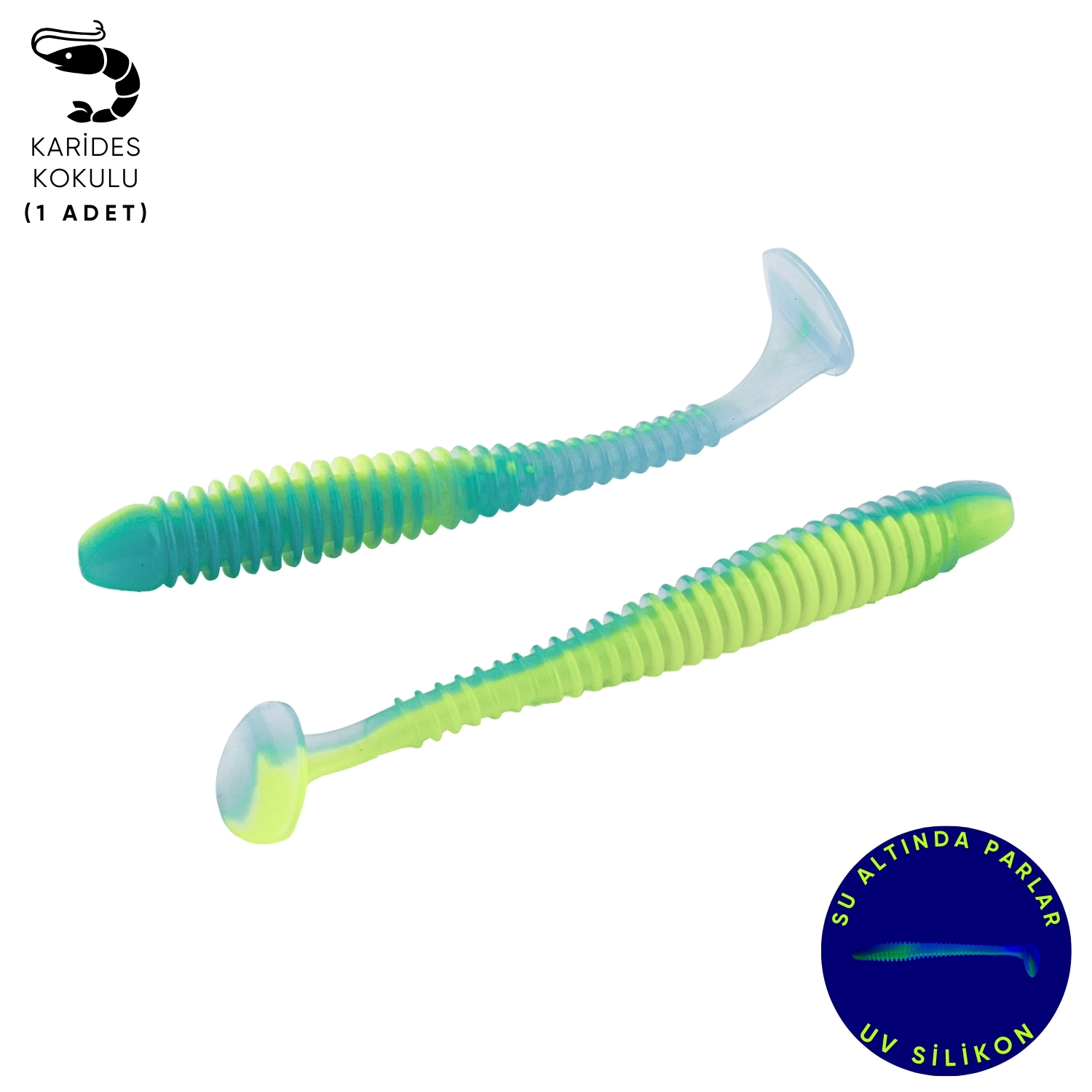 Silikon Kurt Yem – 4,2g 105mm – Turna/Levrek Silikonu – 1 Adet – Mavi/Yeşil