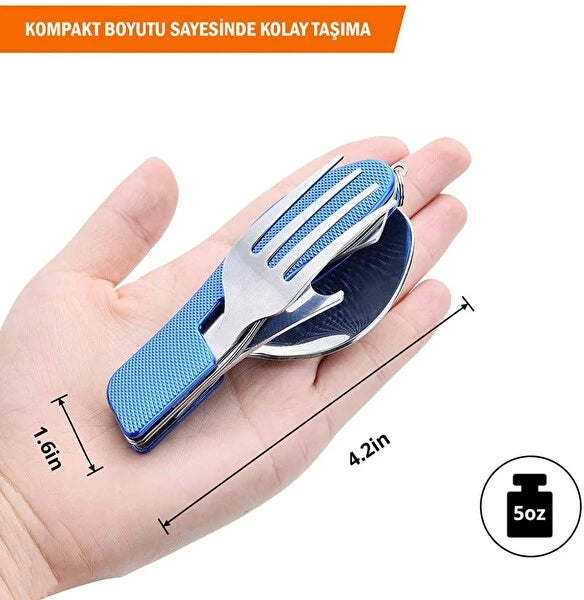 Orcamp OUT-1350 Mavi Kamp Çatal-Kaşık-Bıçak Seti