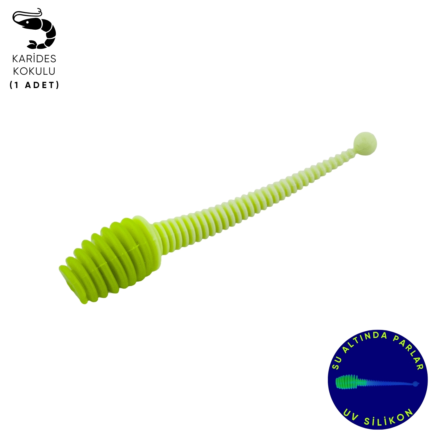 Silikon Kurt Yem – 2,1g 70mm – Fishack Wormix – 1 Adet – Yeşil/Beyaz