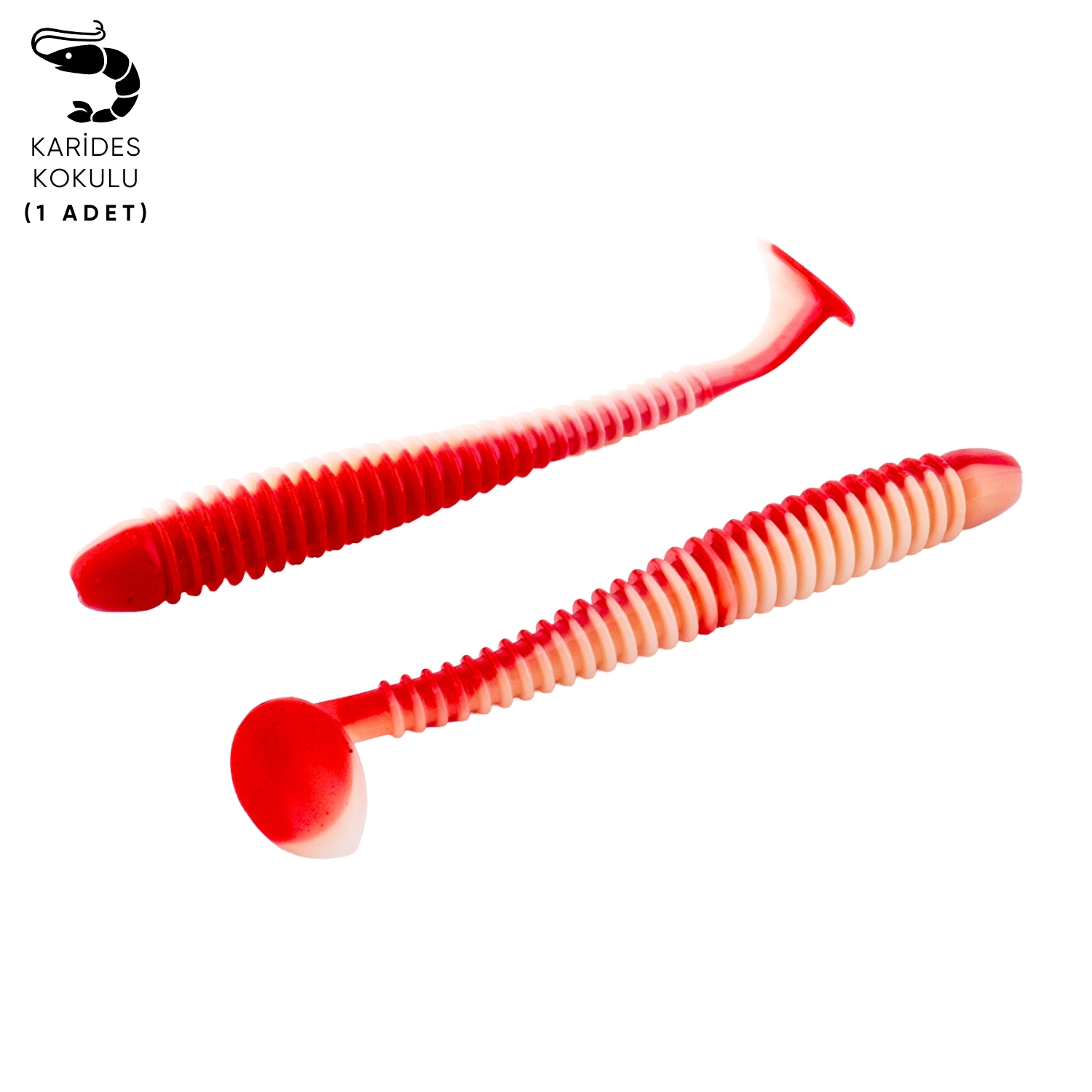 Silikon Kurt Yem – 4,2g 105mm – Turna/Levrek Silikonu – 1 Adet – Kırmızı/Beyaz