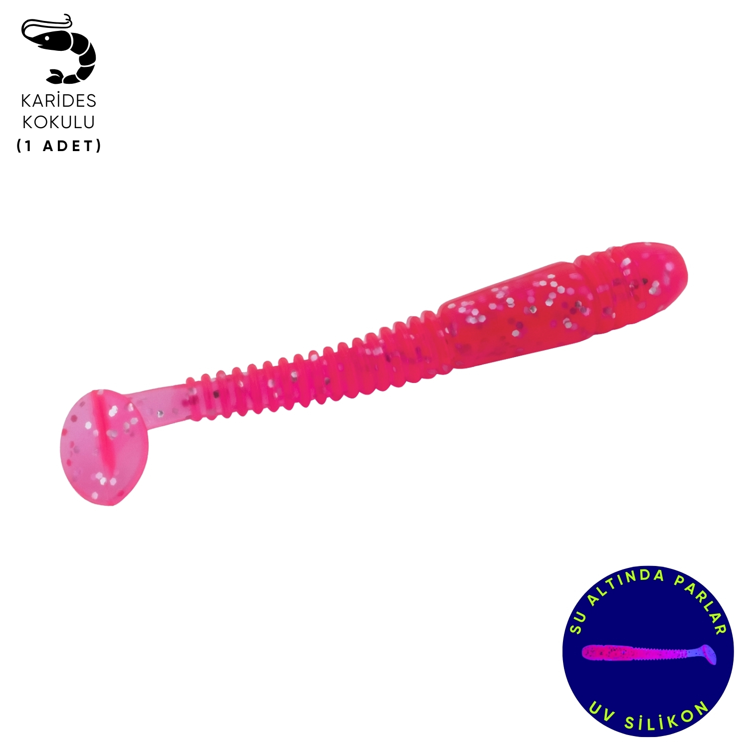 Silikon Kurt Yem – 1,1g 55mm – Fishack Wormix – 1 Adet – UV – Pembe