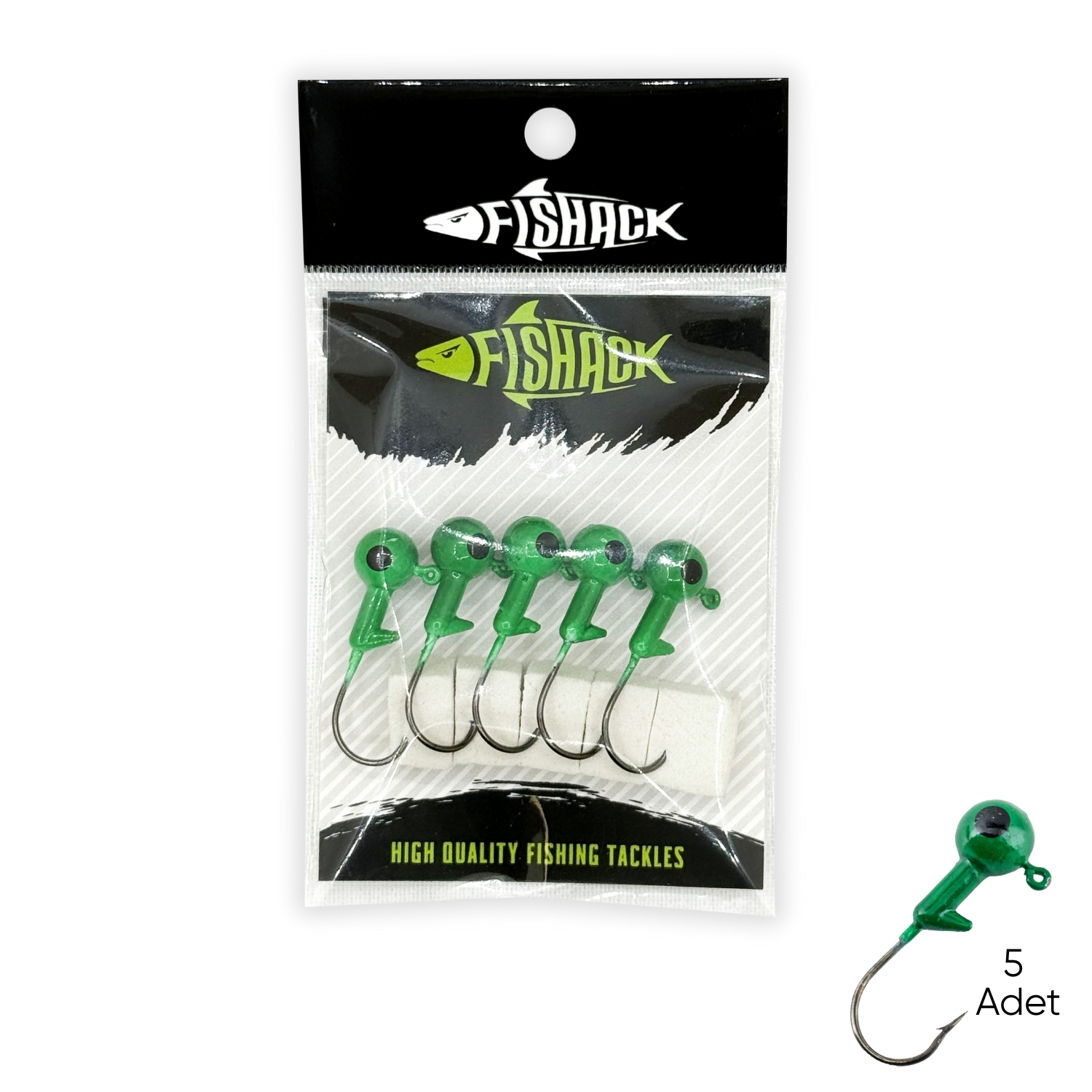 Fishack Kurşunlu Jighead Zoka – 8g – Fishack – Yeşil (XHA02) – 5 Adet