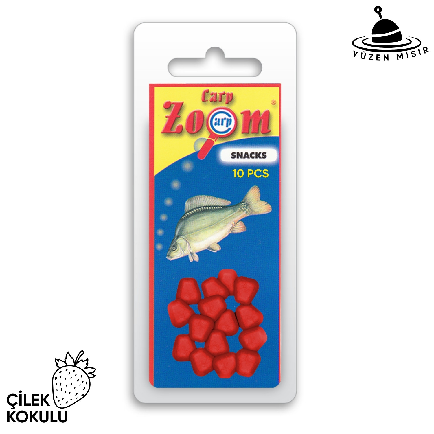 CARPZOOM Yüzen Silikon Mısır Yem – Yüzen Sazan Mısırı – Mini – 10 Adet – Çilek Kokulu