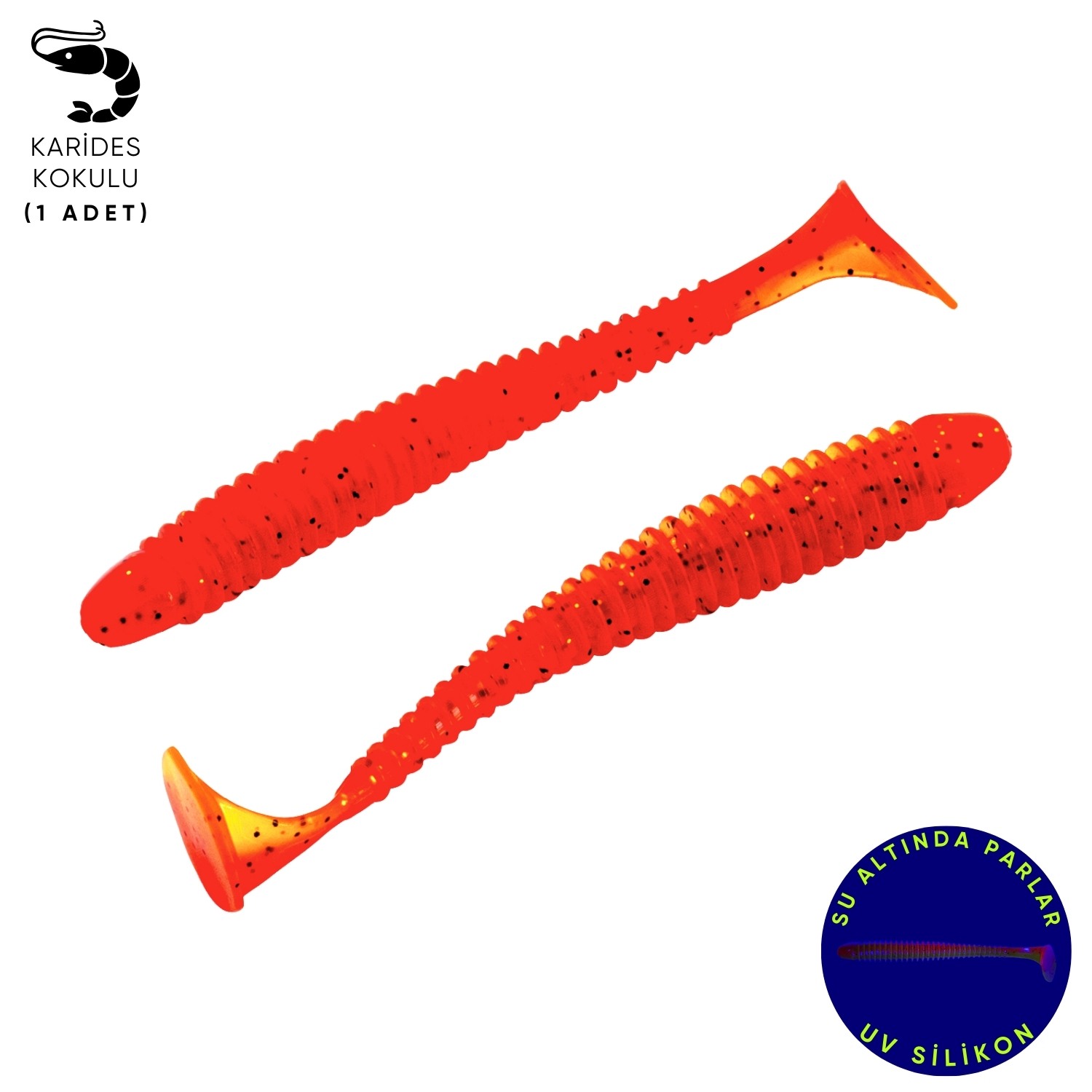 Silikon Kurt Yem – 4,2g 105mm – Turna/Levrek Silikonu – 1 Adet – Turuncu/Sarı