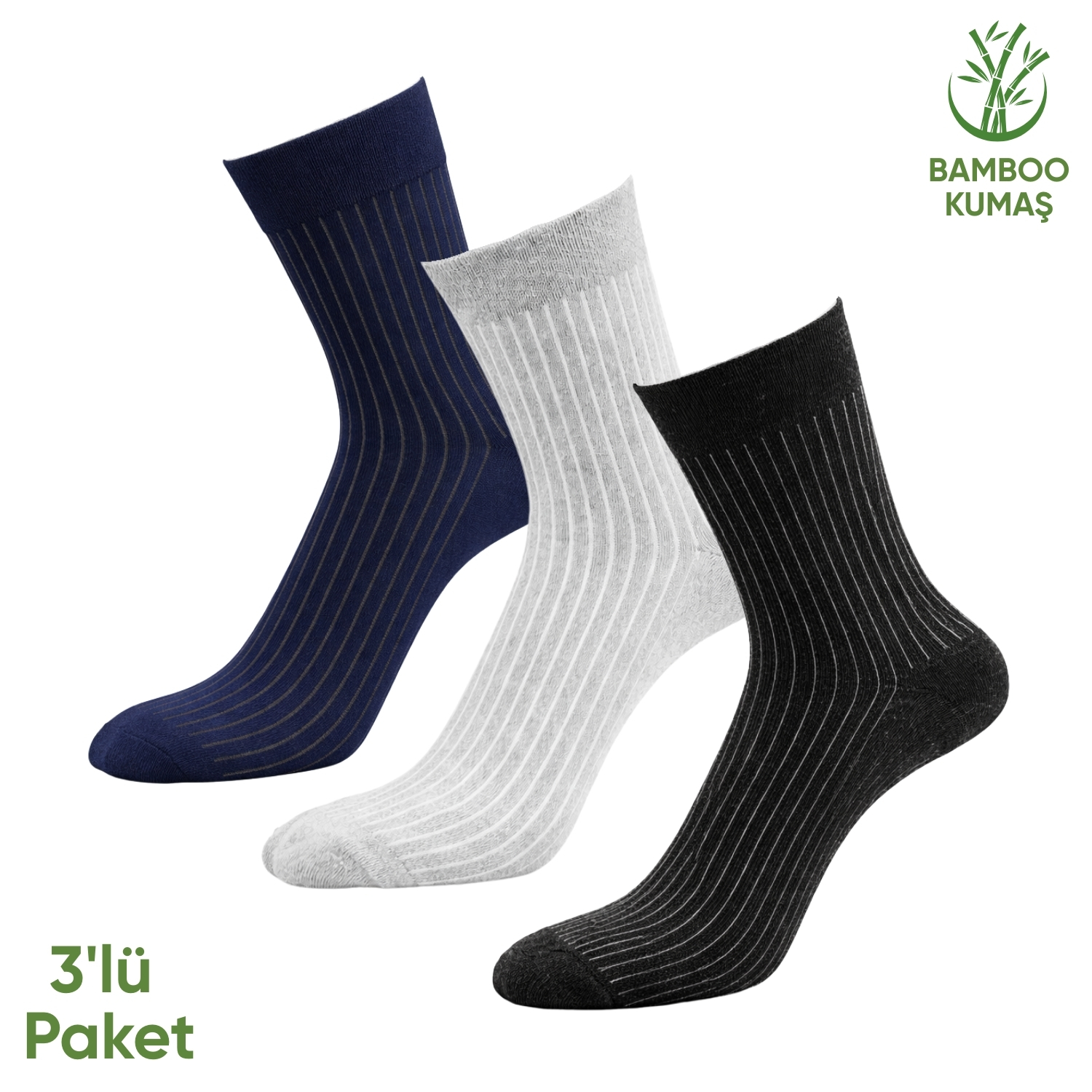 Pro Çorap Bambu Erkek Soket Çorabı – 3 Çift – Dikişsiz – Malta – 17671 – Set 3