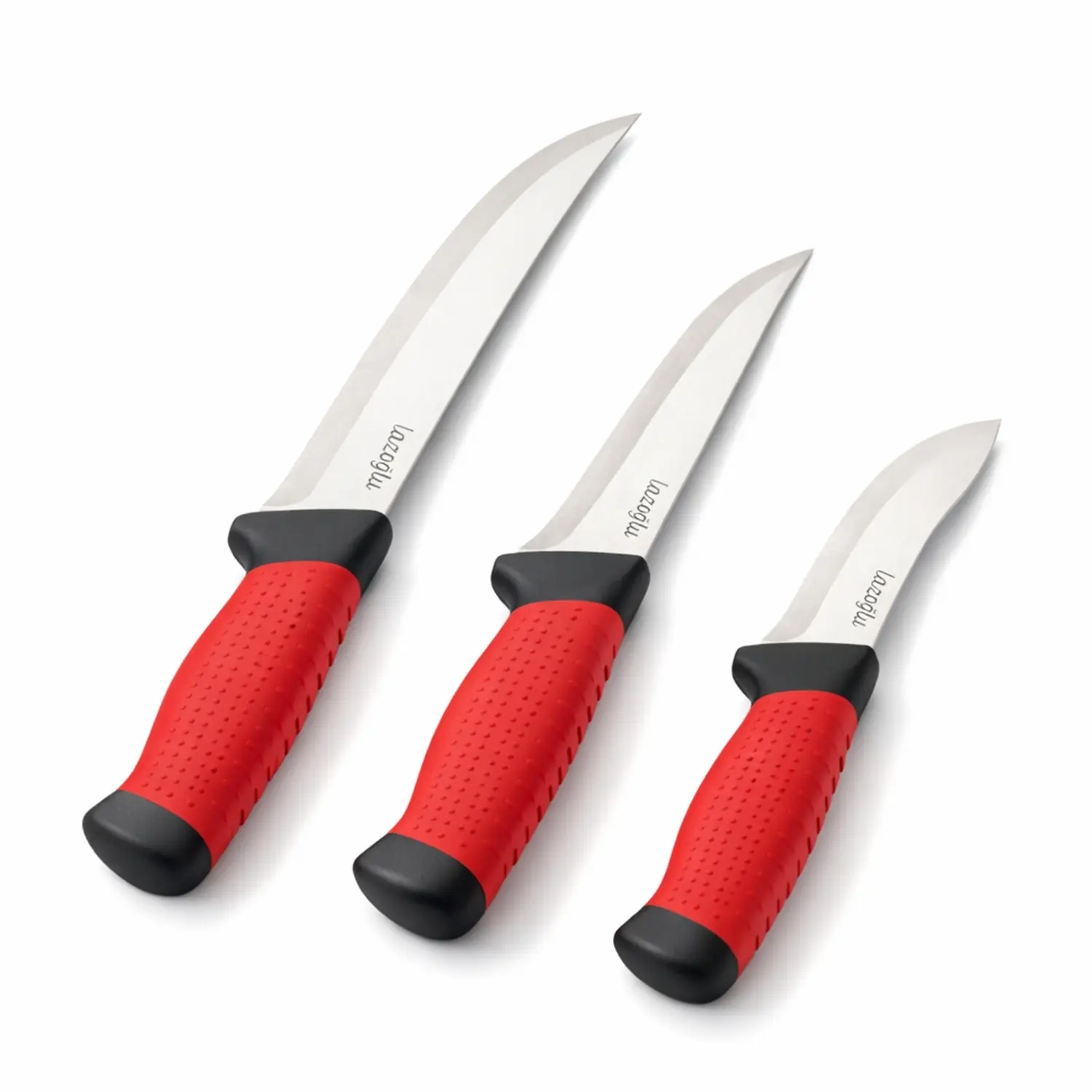 Lazoğlu Kasap Bıçağı – Lazoğlu Redmaster – 3’lü Bıçak Seti – Kesme Doğrama – Silikon Sap