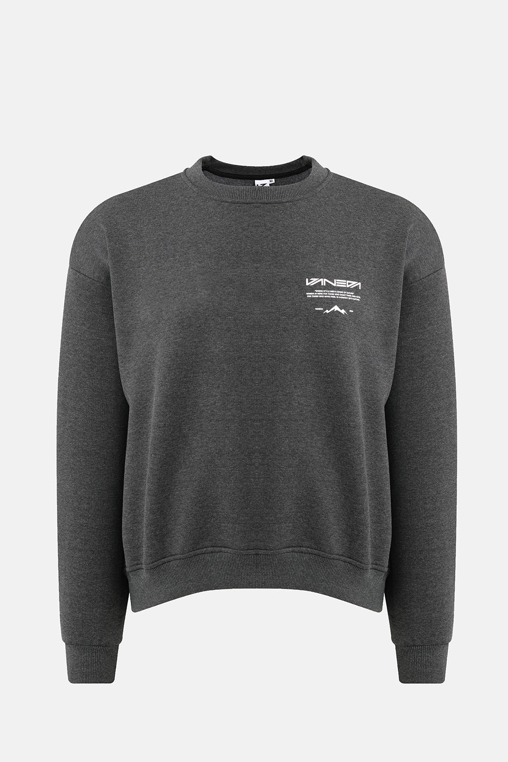 Vaneda Bisiklet Yaka Oversized Fit Next Unisex Sweatshirt Antrasit