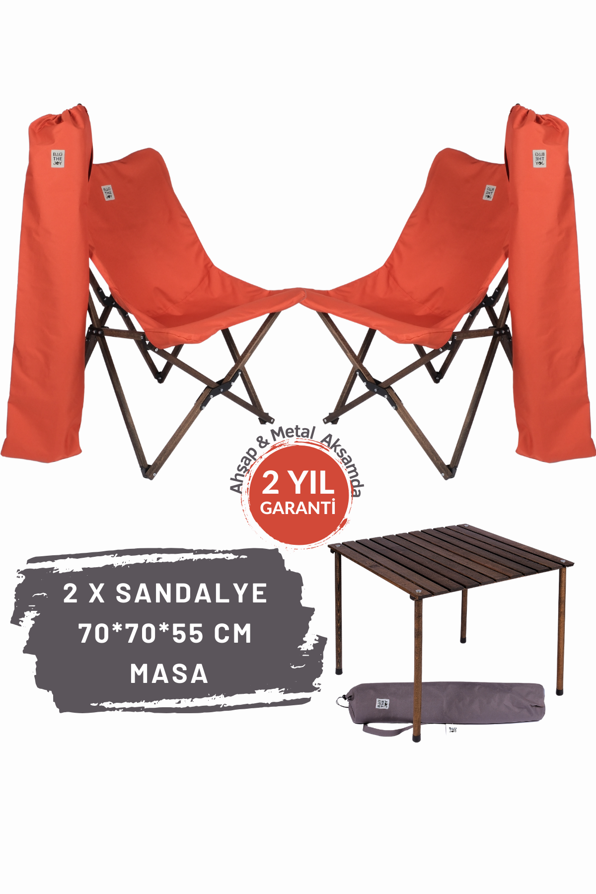 BAG THE JOY AHŞAP KATLANIR MASA SANDALYE SETİ – ANTRASİT – KİREMİT – 70*70*55cm