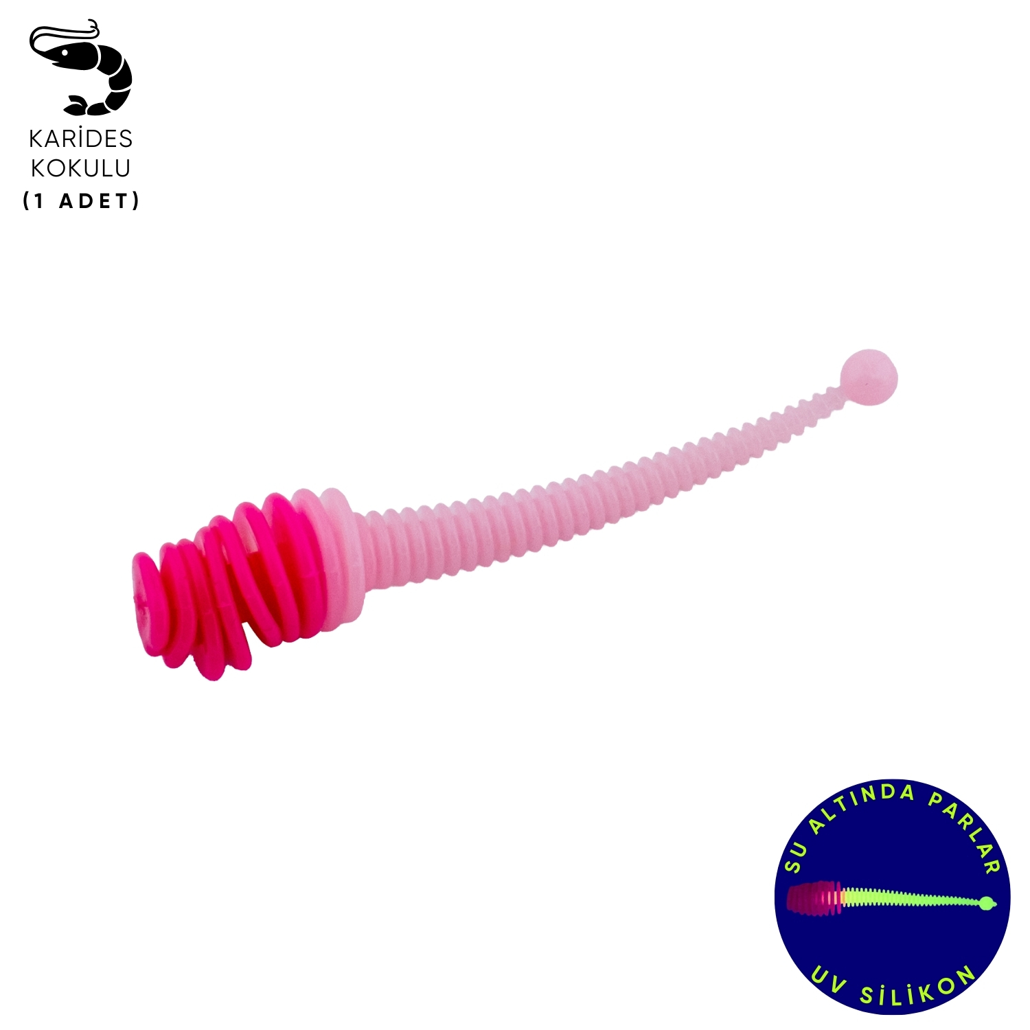 Silikon Kurt Yem – 2,1g 70mm – Fishack Wormix – 1 Adet – Pembe/Beyaz