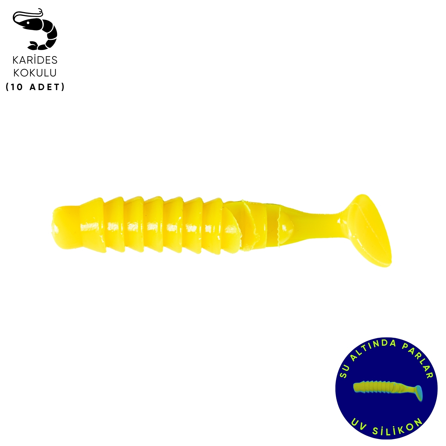 Silikon Kurt Yem – 1,5g 45mm – Fishack – 10 Adet – UV Silikon – Limon
