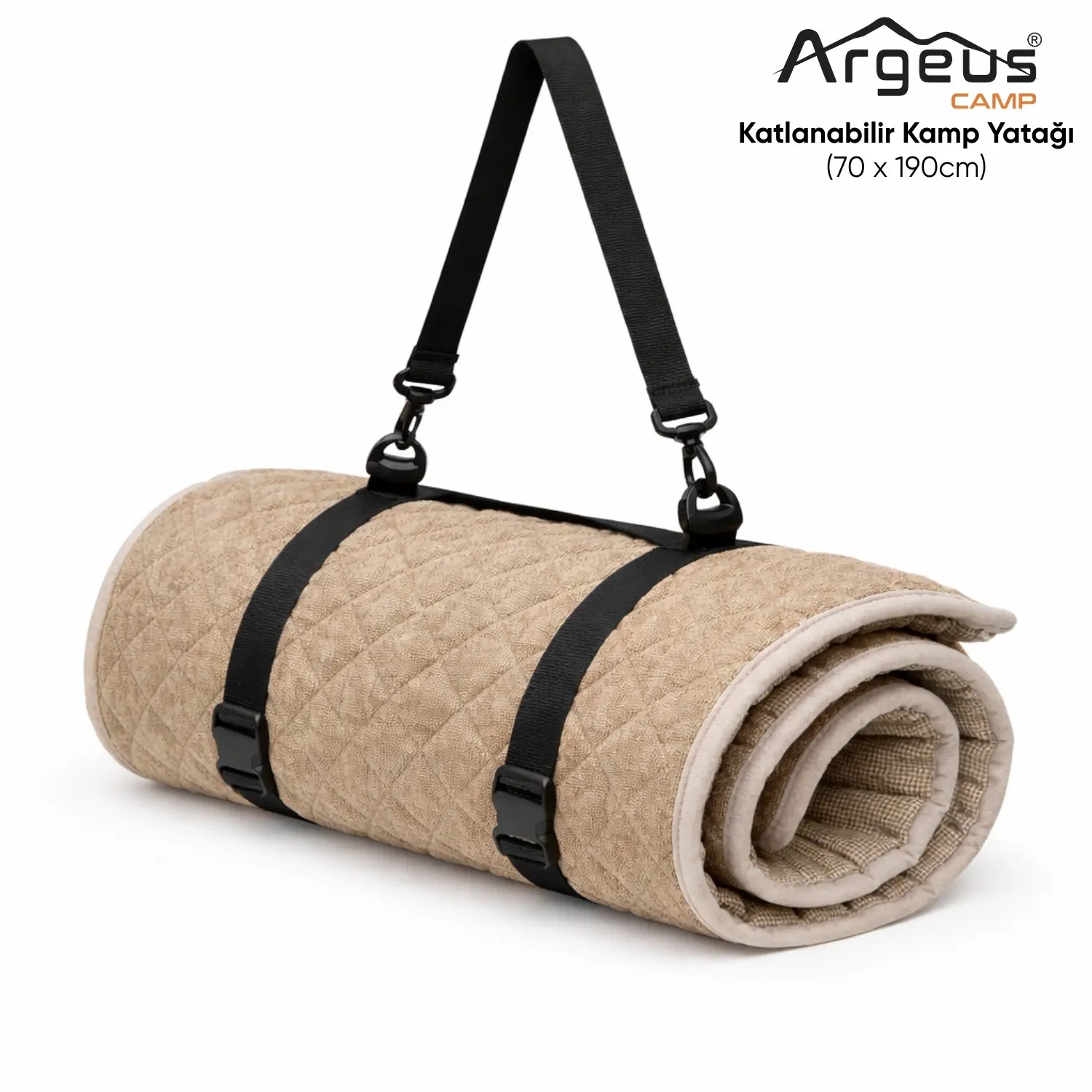 ARGEUS Katlanır Kamp Yatağı – Yer Yatağı – Taşınabilir – Argeus – Bej – 70x190cm