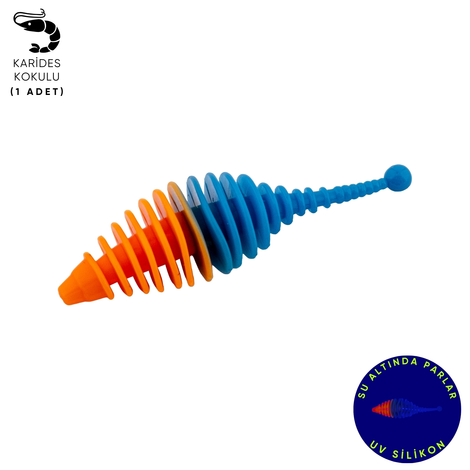 Silikon Kurt Yem – 3g 65mm – Fishack Wormix – 1 Adet – Turuncu/Mavi