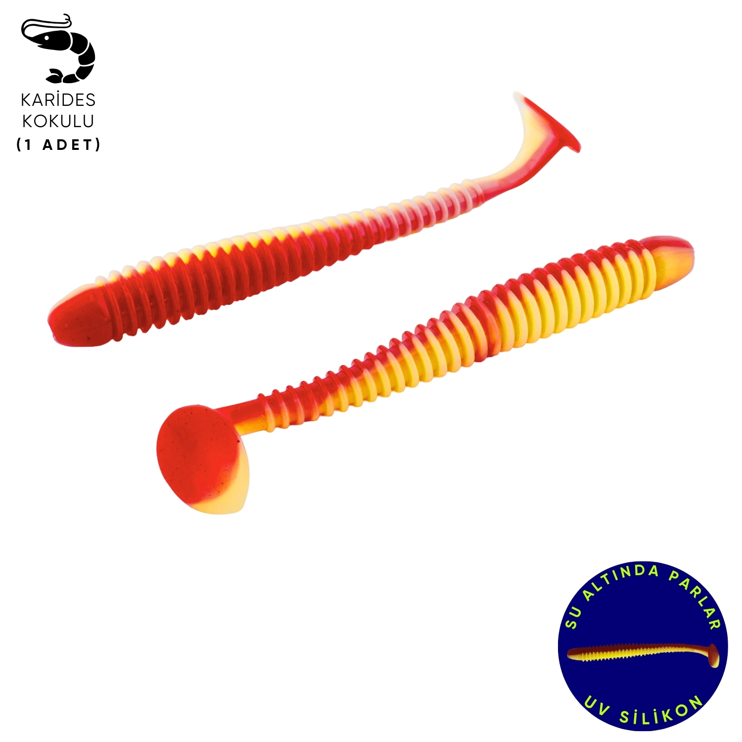 Silikon Kurt Yem – 4,2g 105mm – Turna/Levrek Silikonu – 1 Adet – Kırmızı/Sarı