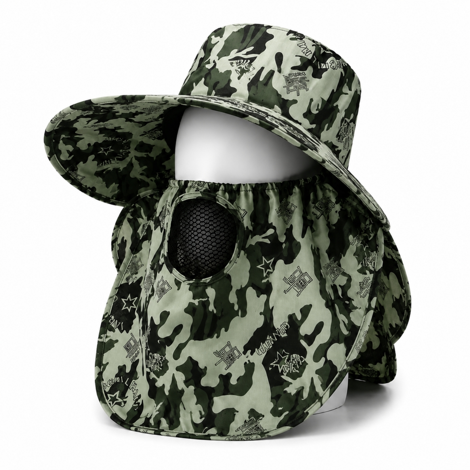 Ense Korumalı Outdoor Şapka – Maskeli – Kamuflaj (M-6)- Savex