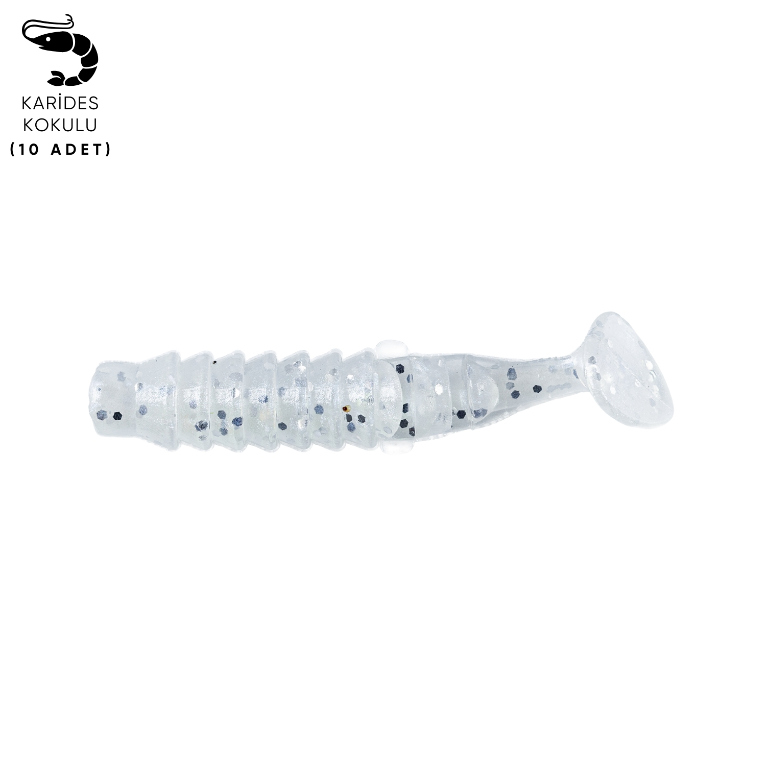 Silikon Kurt Yem – 1,5g 45mm – Fishack – 10 Adet – Simli Beyaz