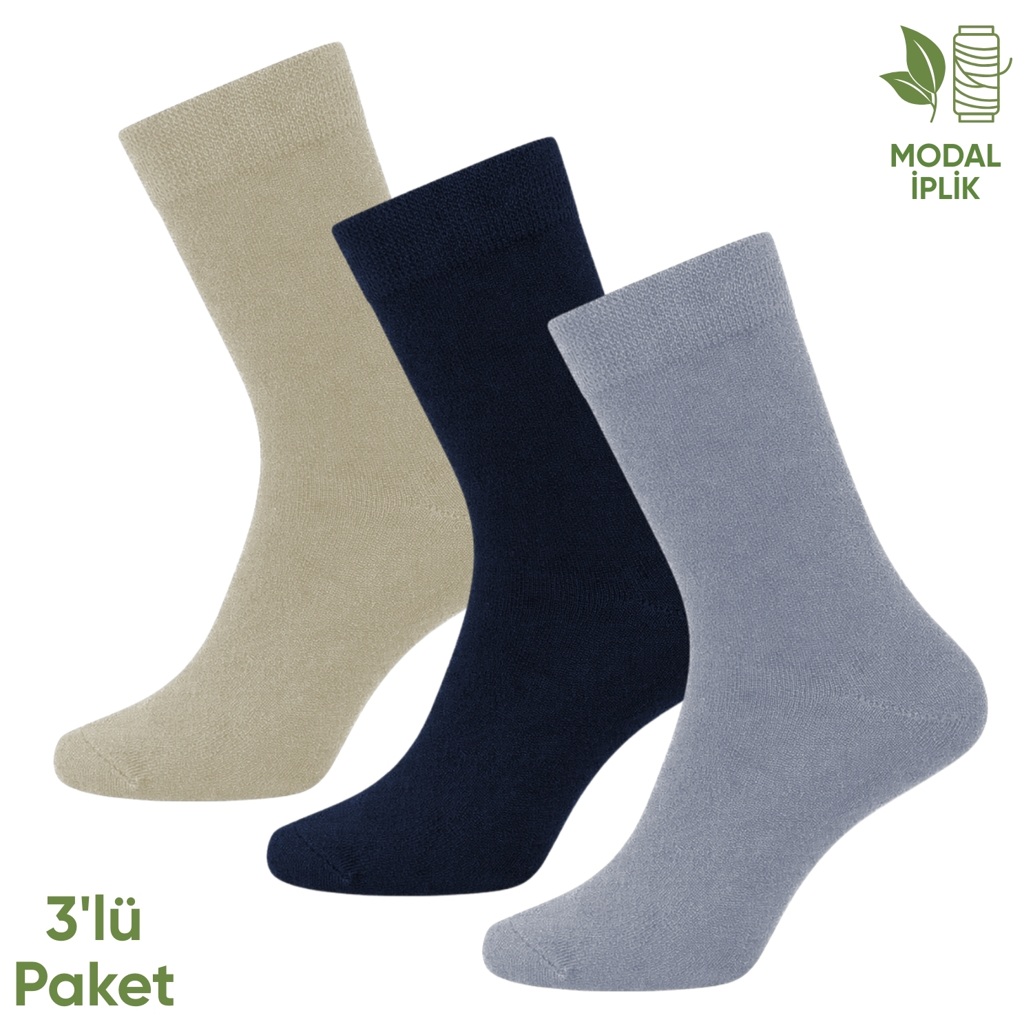 Pro Çorap Modal İplik Erkek Soket Çorap – 3 Çift – Dikişsiz – Atlas – 18002 – Set 1