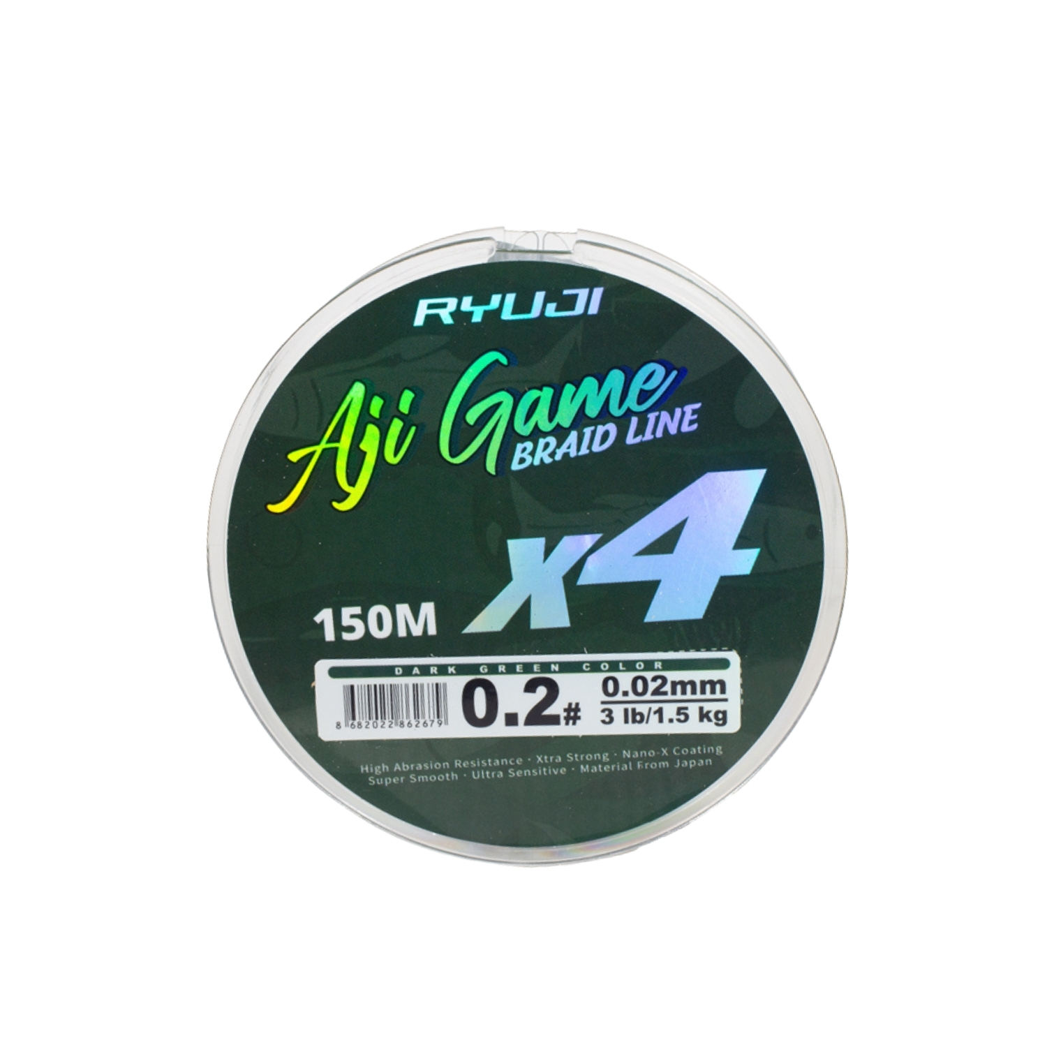 Ryuji İp Örgü Misina – 4 Kat – Ryuji Aji Game – 150mt – Yeşil – 0.02mm