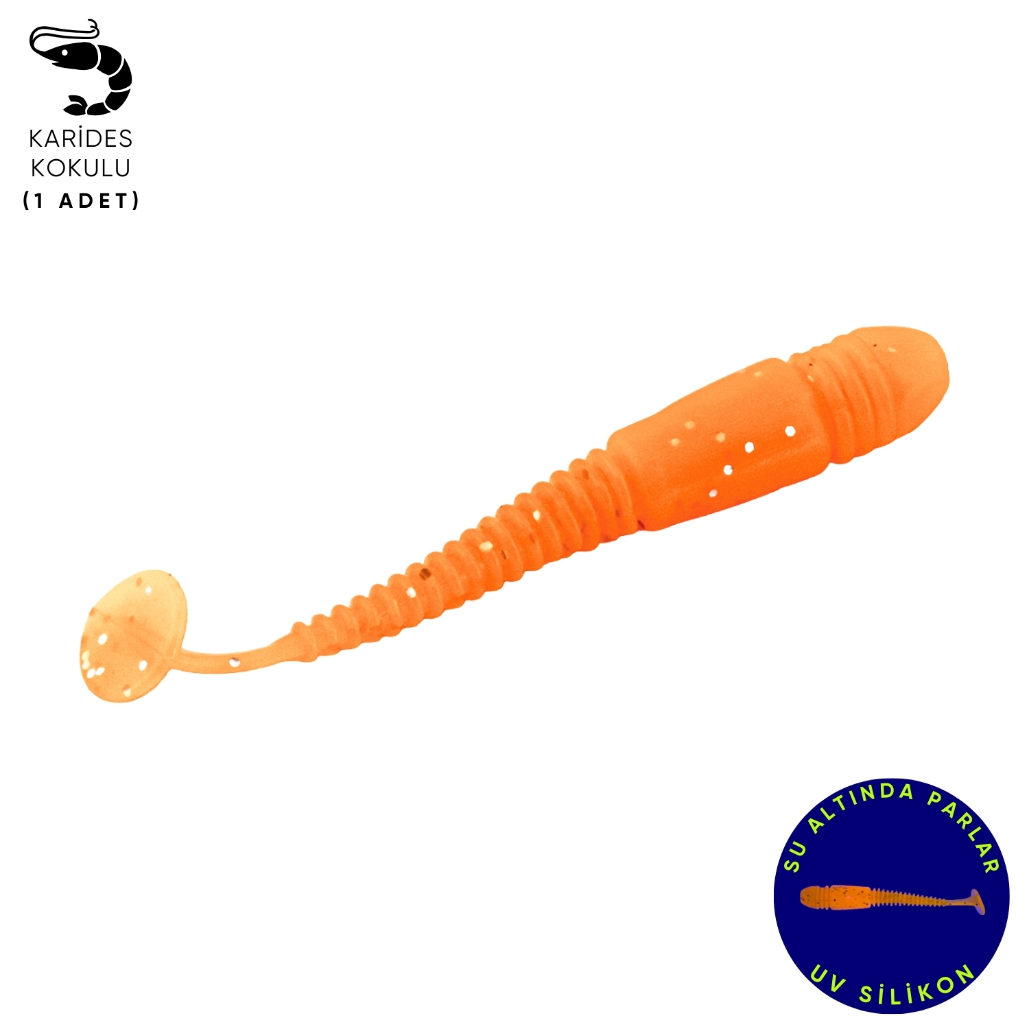 Silikon Kurt Yem – 1,1g 55mm – Fishack Wormix – 1 Adet – UV – Turuncu