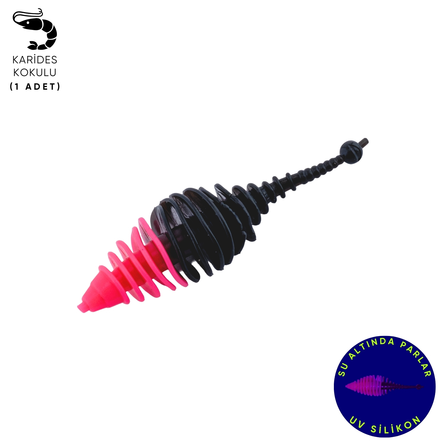 Silikon Kurt Yem – 3g 65mm – Fishack Wormix – 1 Adet – Pembe/Siyah