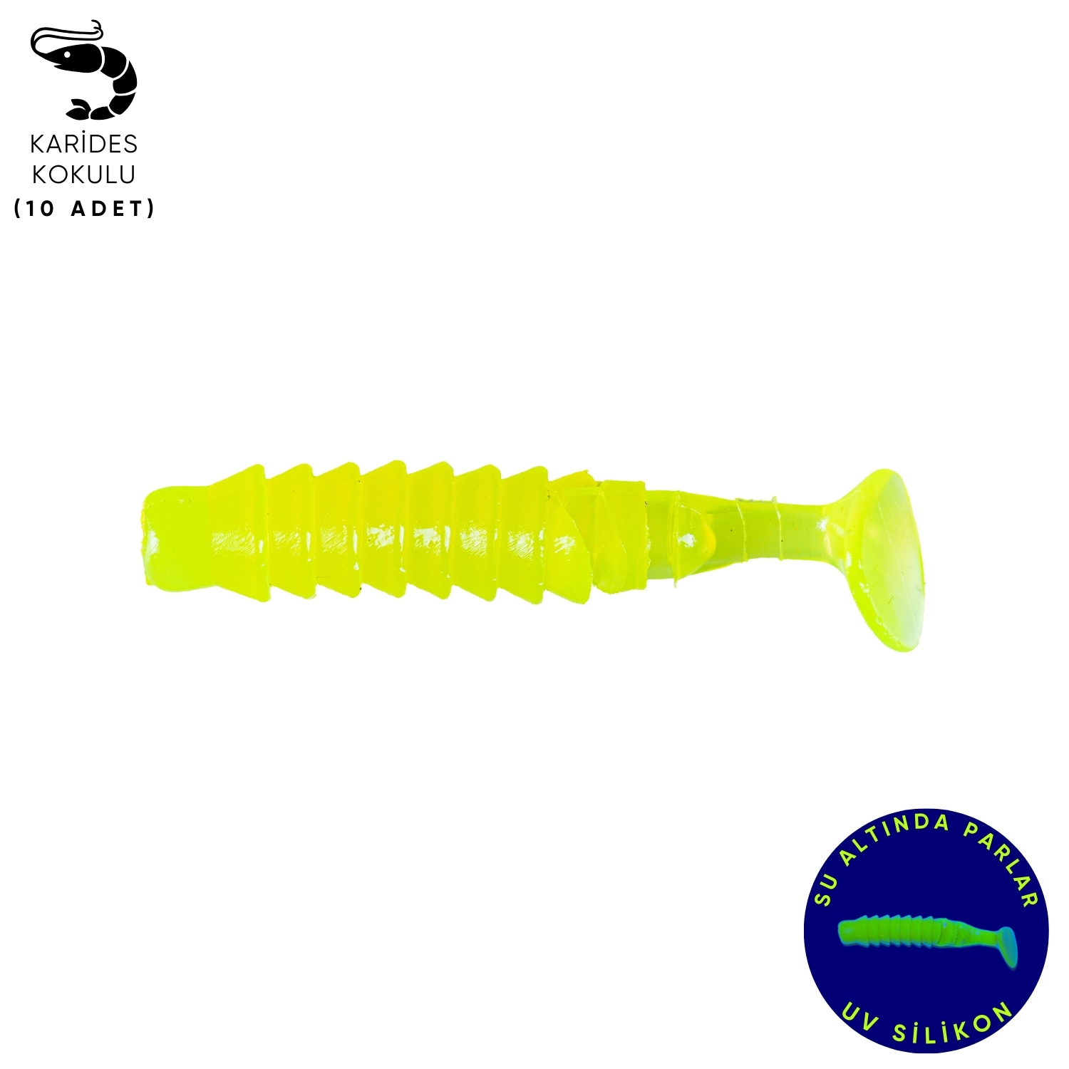 Silikon Kurt Yem – 1,5g 45mm – Fishack – 10 Adet – UV Silikon – Fluo Green