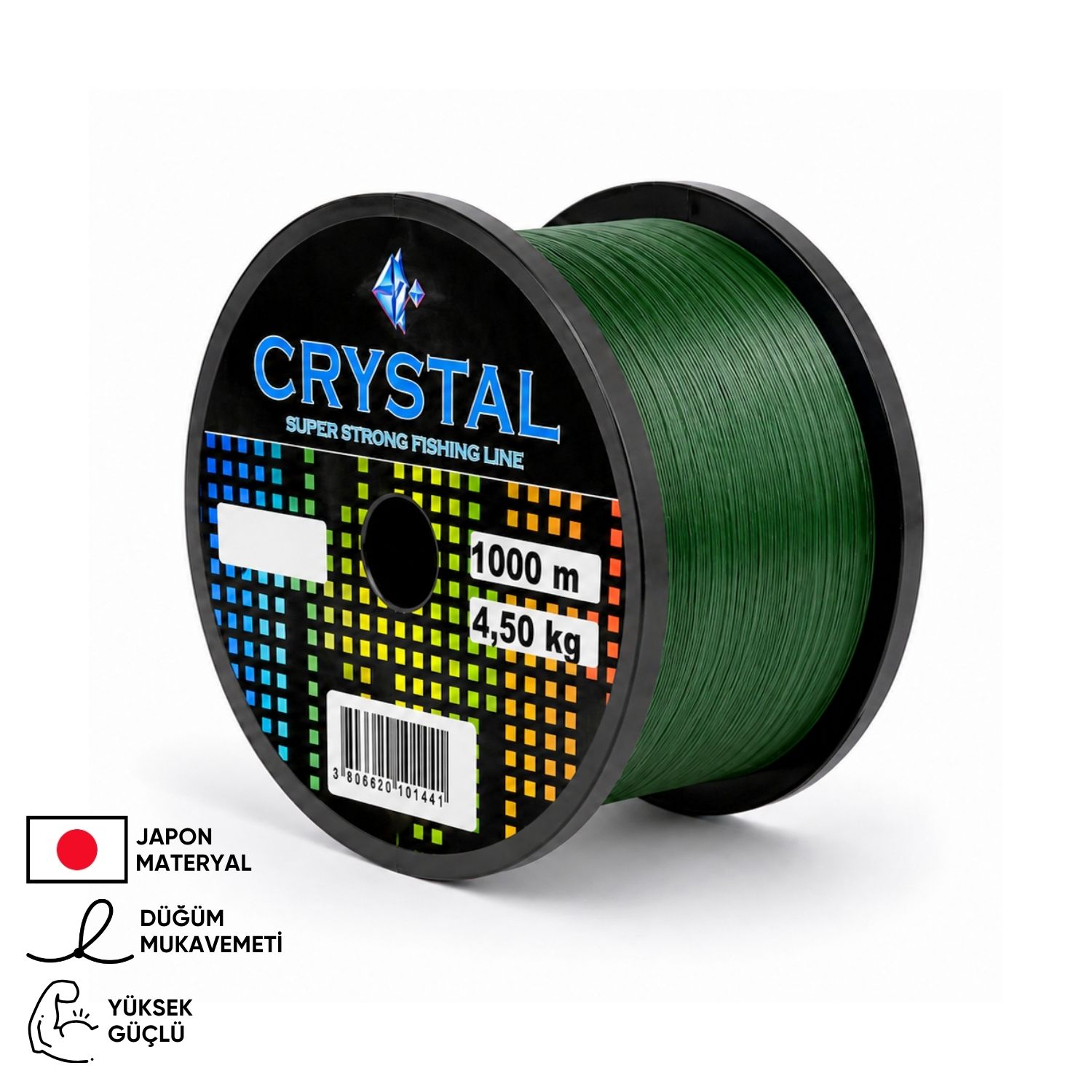 Crystal 1000 MT Bobin Misina – Crystal – Yeşil – Ekstra Güçlü – 0,35 MM