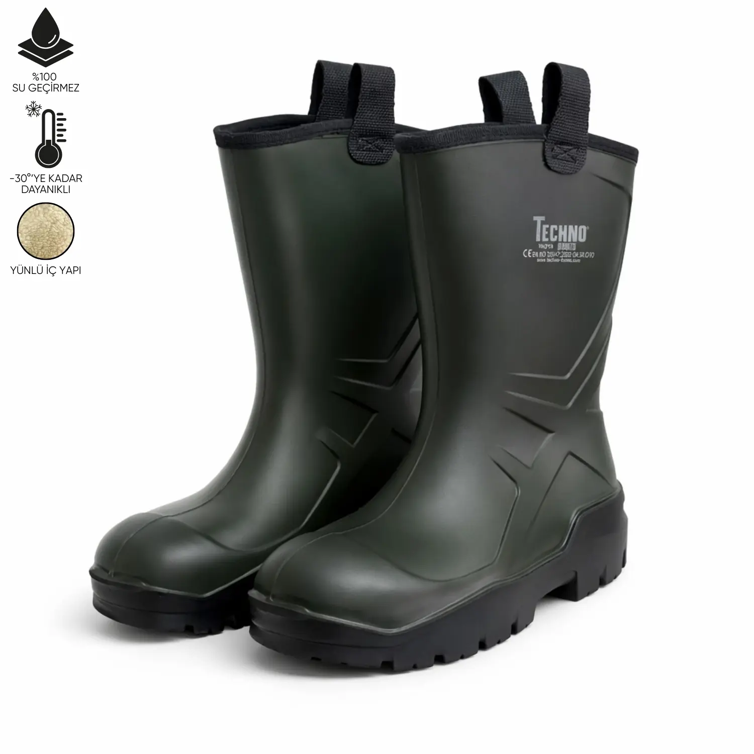 ThermoKing PU Kısa Çizme – İçi Yünlü – Kaymaz Taban – Alaska – Haki