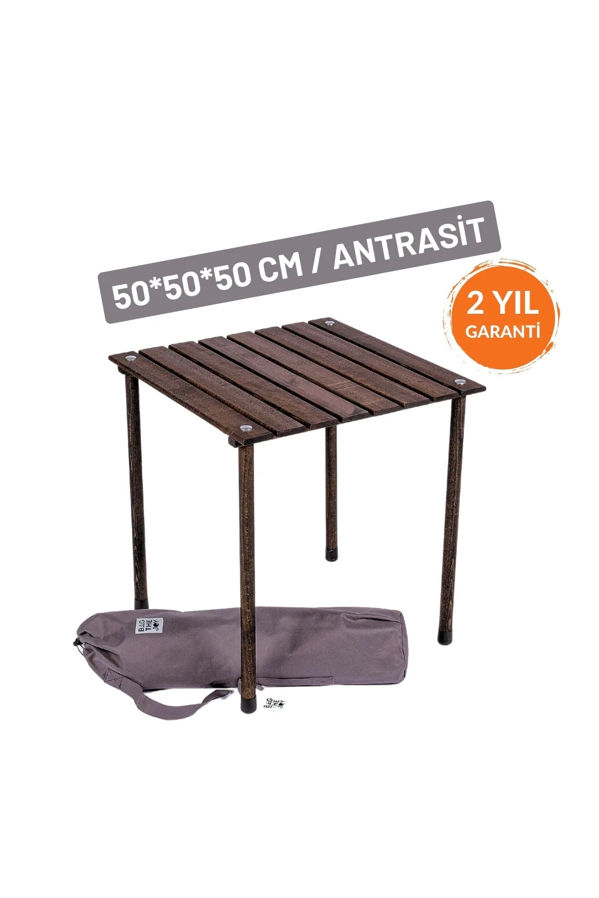 BAG THE JOY AHŞAP KATLANIR RULO KAMP MASASI / ANTRASİT (50*50*50) (50*50*50)