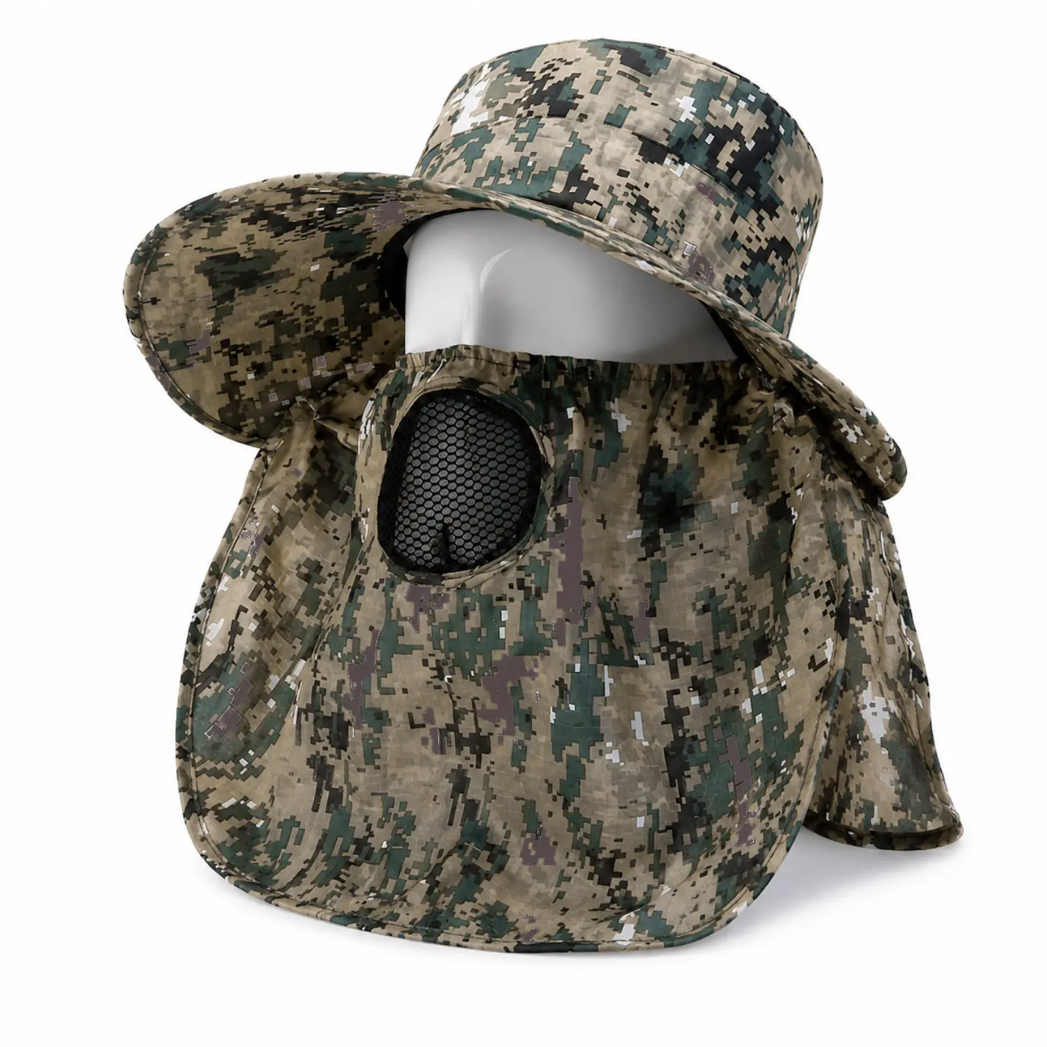 Ense Korumalı Outdoor Şapka – Maskeli – Dijital Kamuflaj (M-1)- Savex