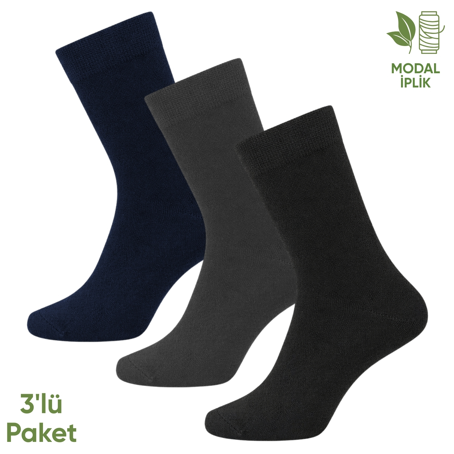 Pro Çorap Modal İplik Erkek Soket Çorap – 3 Çift – Dikişsiz – Atlas – 18002 – Set 3