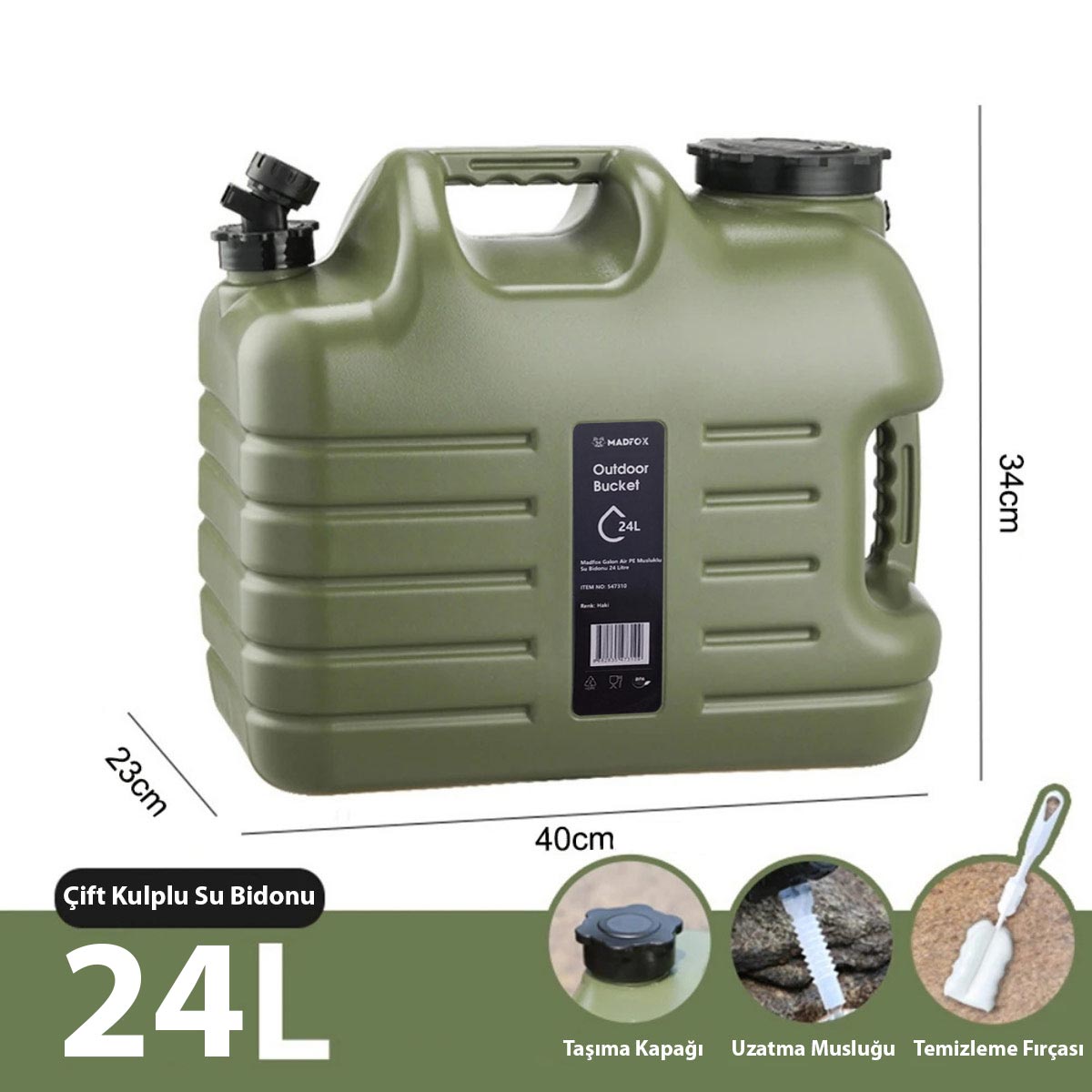 Madfox Galon Air PE Musluklu Su Bidonu 24 Litre
