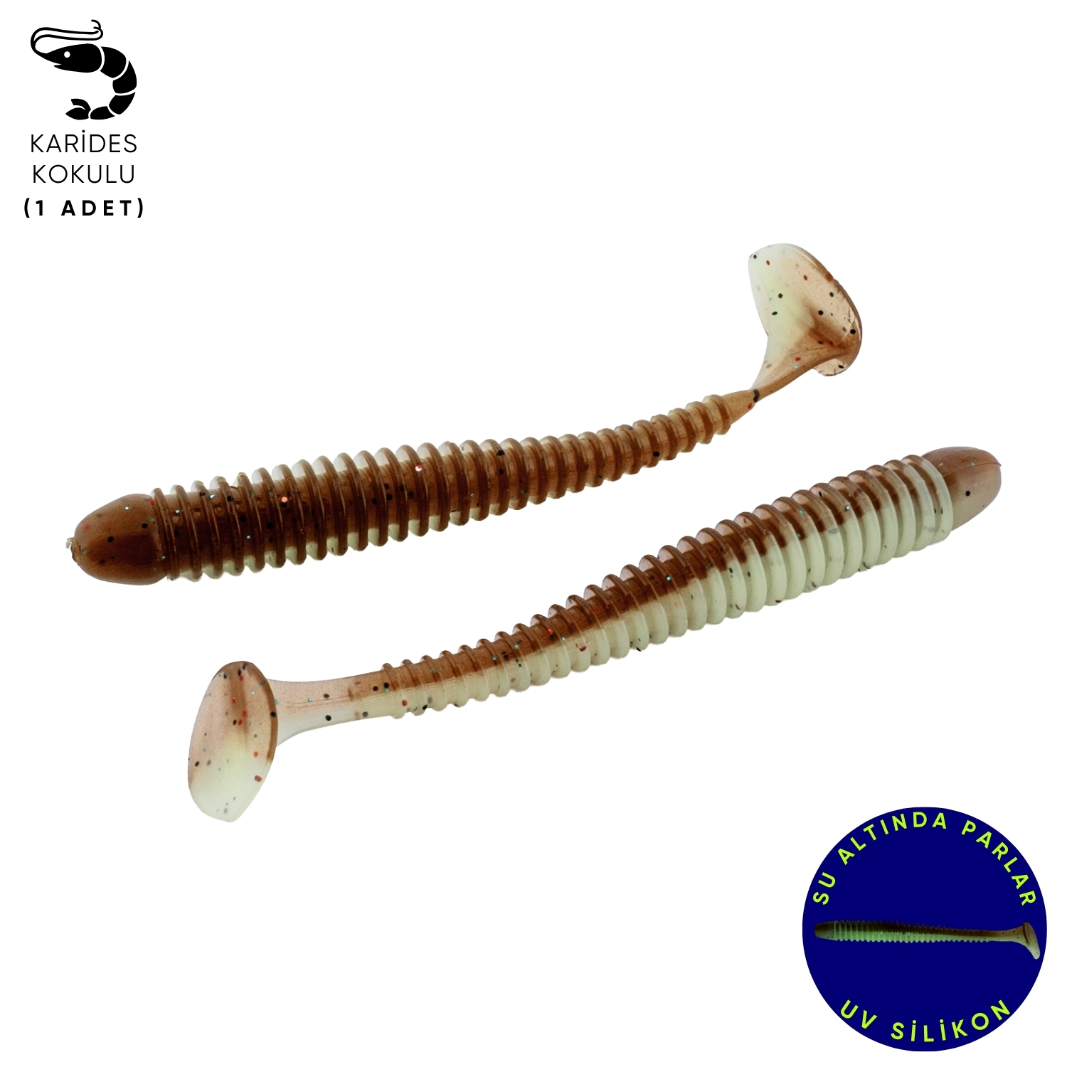 Silikon Kurt Yem – 4,2g 105mm – Turna/Levrek Silikonu – 1 Adet – Yeşil/Kahve