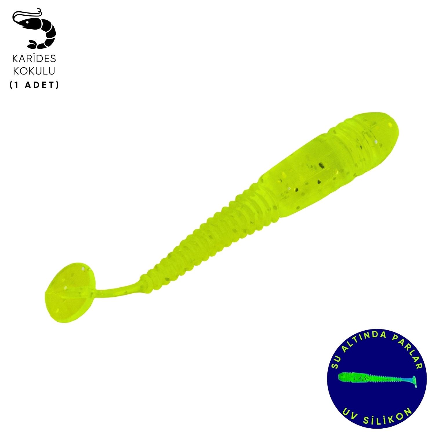 Silikon Kurt Yem – 1,1g 55mm – Fishack Wormix – 1 Adet – UV – Fluo Green
