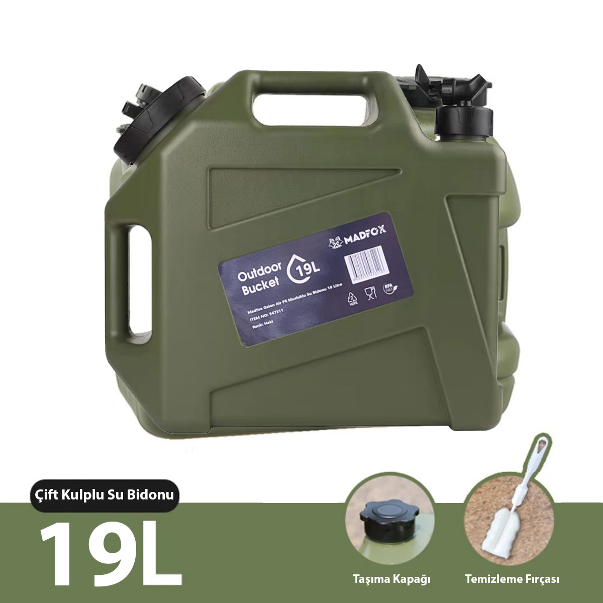 Madfox Galon Air PE Musluklu Su Bidonu 19 Litre