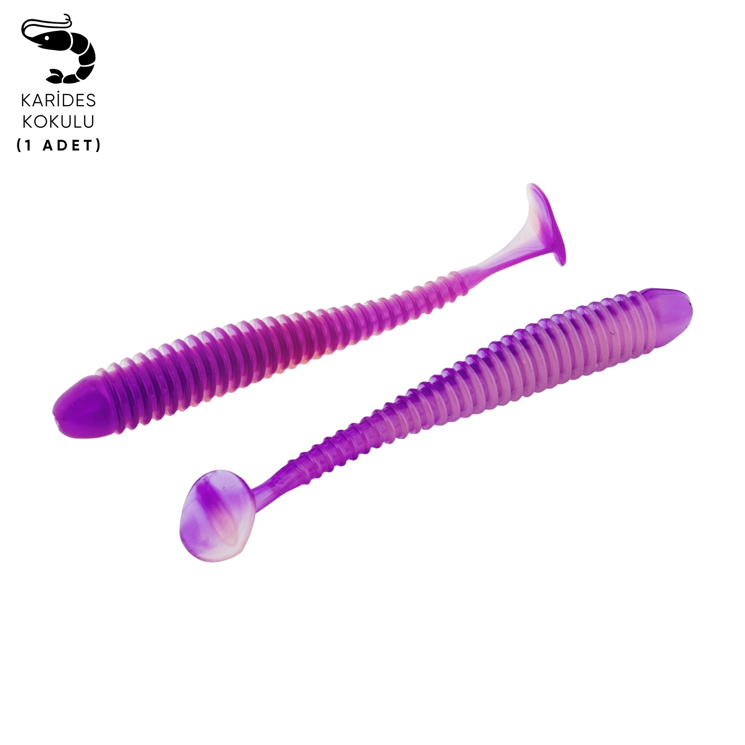Silikon Kurt Yem – 4,2g 105mm – Turna/Levrek Silikonu – 1 Adet – Mor/Beyaz