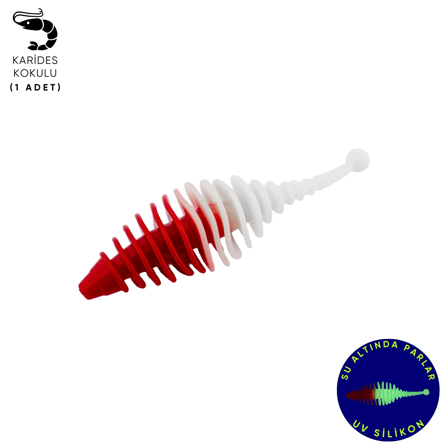 Silikon Kurt Yem – 3g 65mm – Fishack Wormix – 1 Adet – Kırmızı/Beyaz