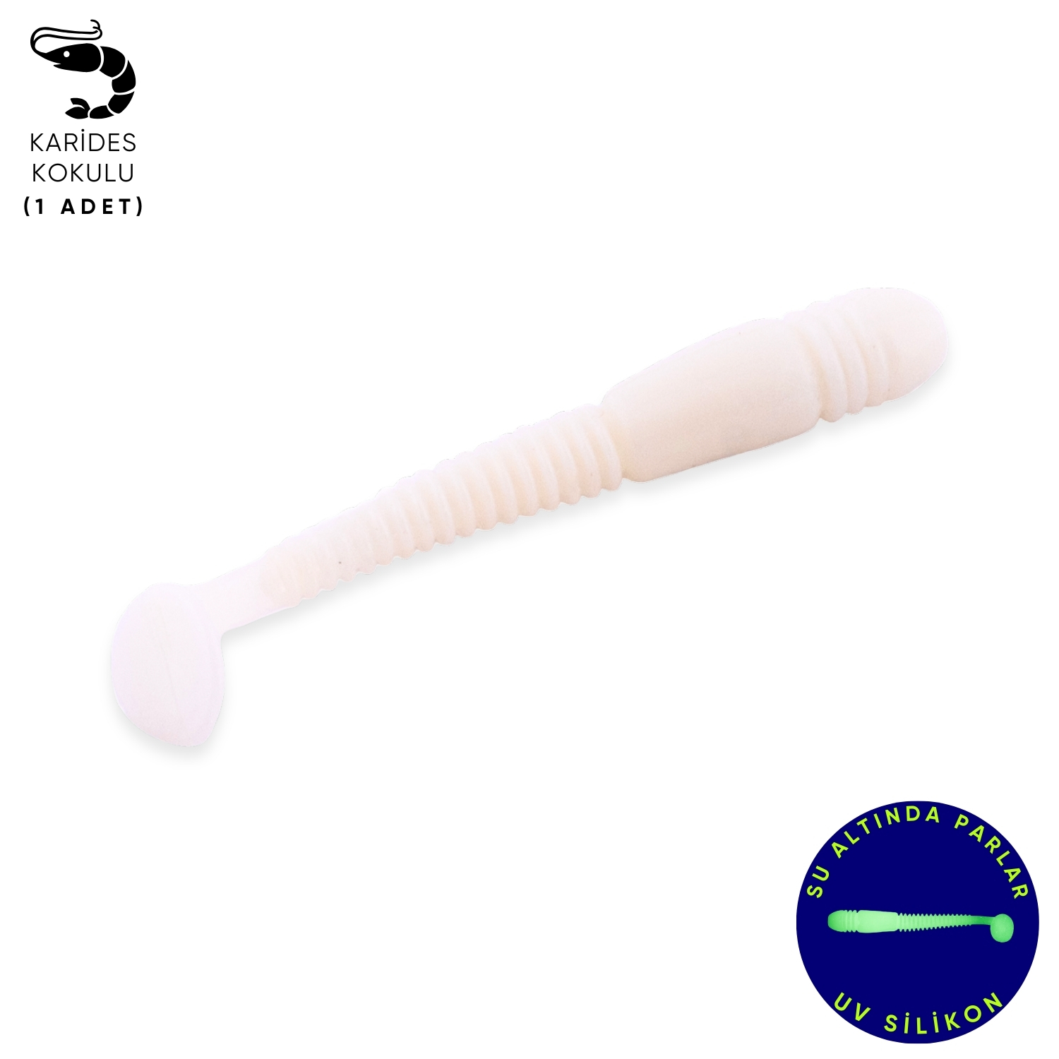Silikon Kurt Yem – 1,1g 55mm – Fishack Wormix – 1 Adet – UV – Beyaz