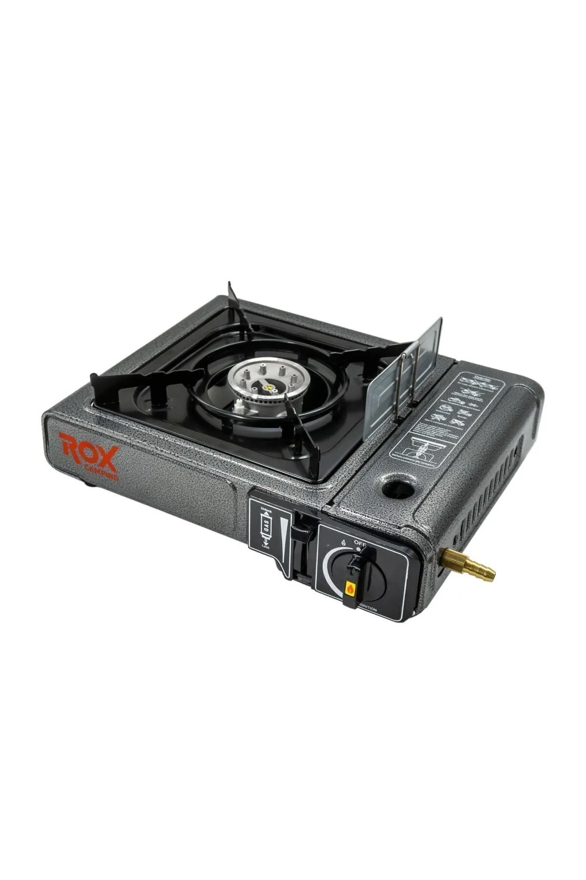 Black Camping 0103 Single-Burner Portable Camp Stove with Windshield and Extra Gas Inlet