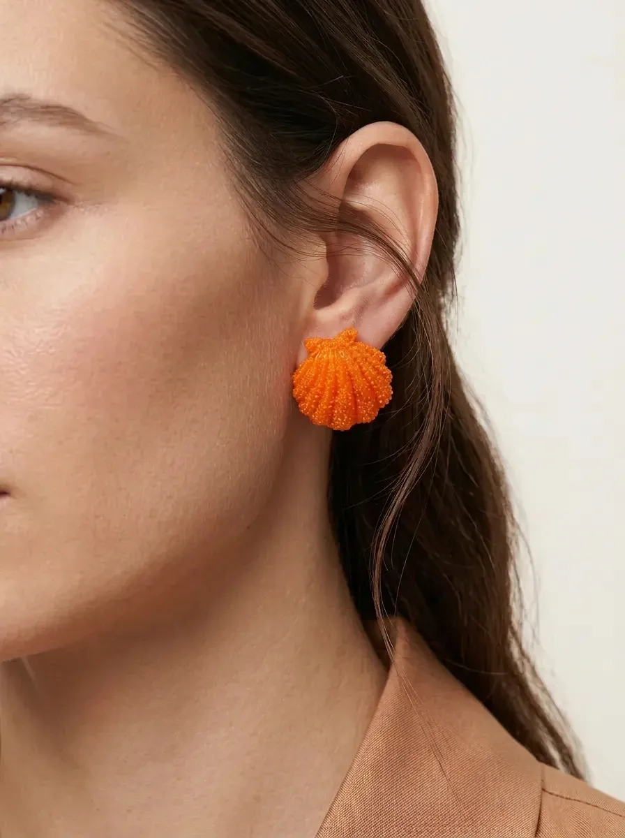 Seashell Orange Earring